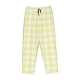 thumbnail image 6 of Uemuo Lemon Yellow Checkboard Pattern Women's Wide Leg Palazzo Lounge Pants with Pockets Light Weight Loose Comfy Casual Pajama Pants-Small, 6 of 9