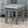 thumbnail image 2 of Taburete de madera Benzara con asiento de piel sintética con capitoné gris, 43 x 43 x 48 cm, 2 of 6
