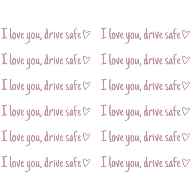 relayinert 12piece Drive Safe With Love Waterproof Vinyl Car Sticker For Rearview Mirror Safe Driving pink