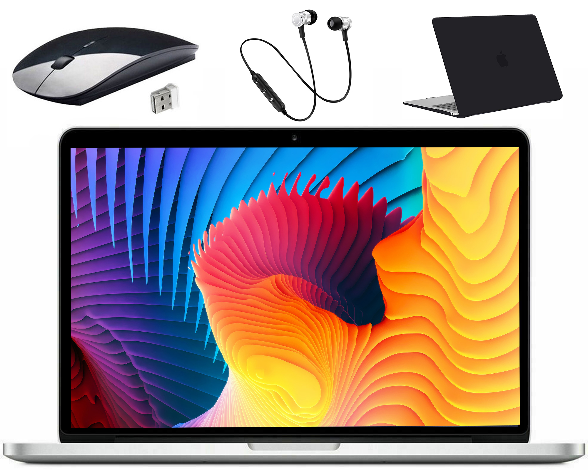 Refurbished Apple MacBook Pro Laptop, 13.3-inch, Intel Core i5, 8GB RAM,  Mac OS, 500GB HDD, and Bundle: Wireless Mouse, Bluetooth Headset, Black  Case Silver