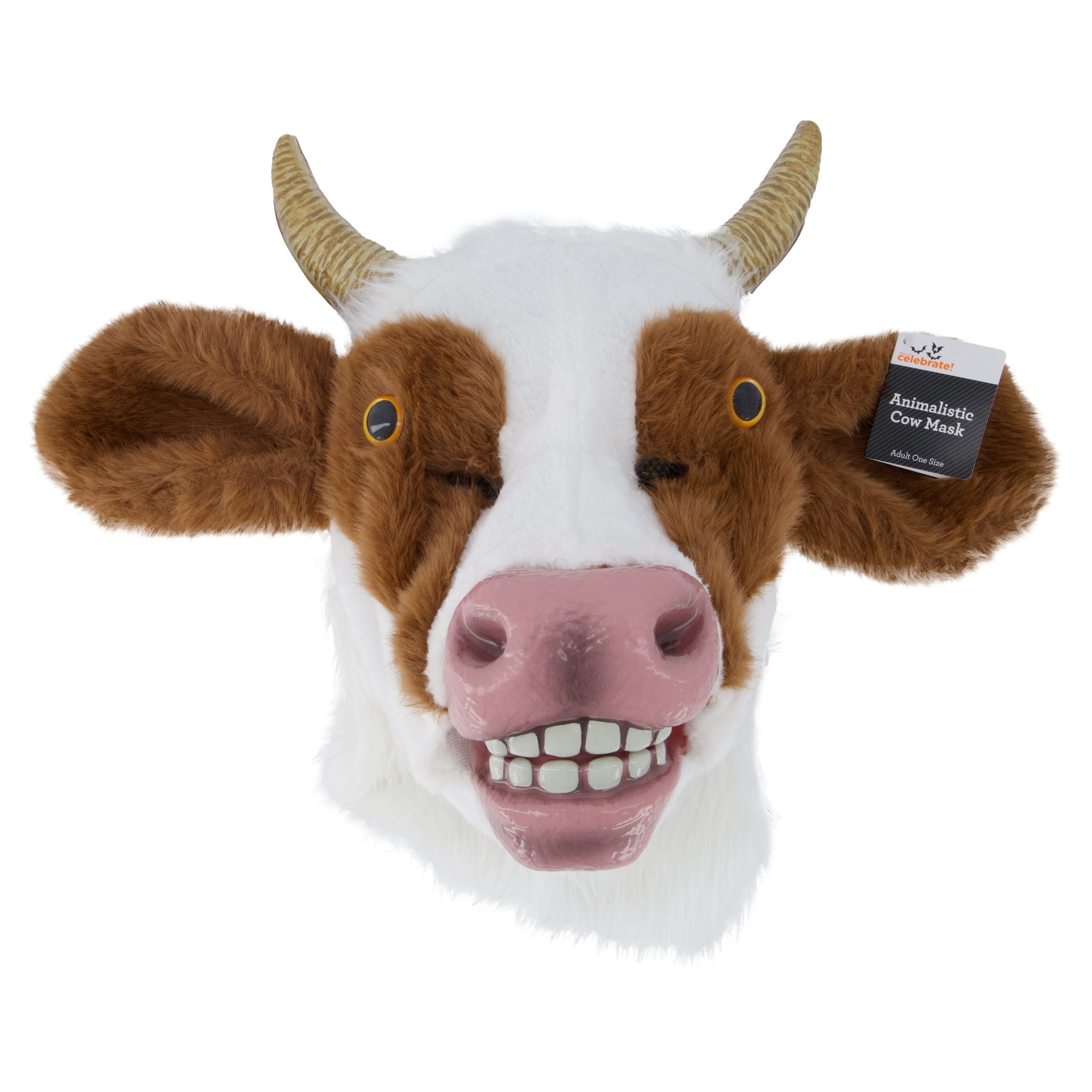 Animalistic Cow Mask Costume Accessory for Adults, Brown and White, Halloween by Way To Celebrate