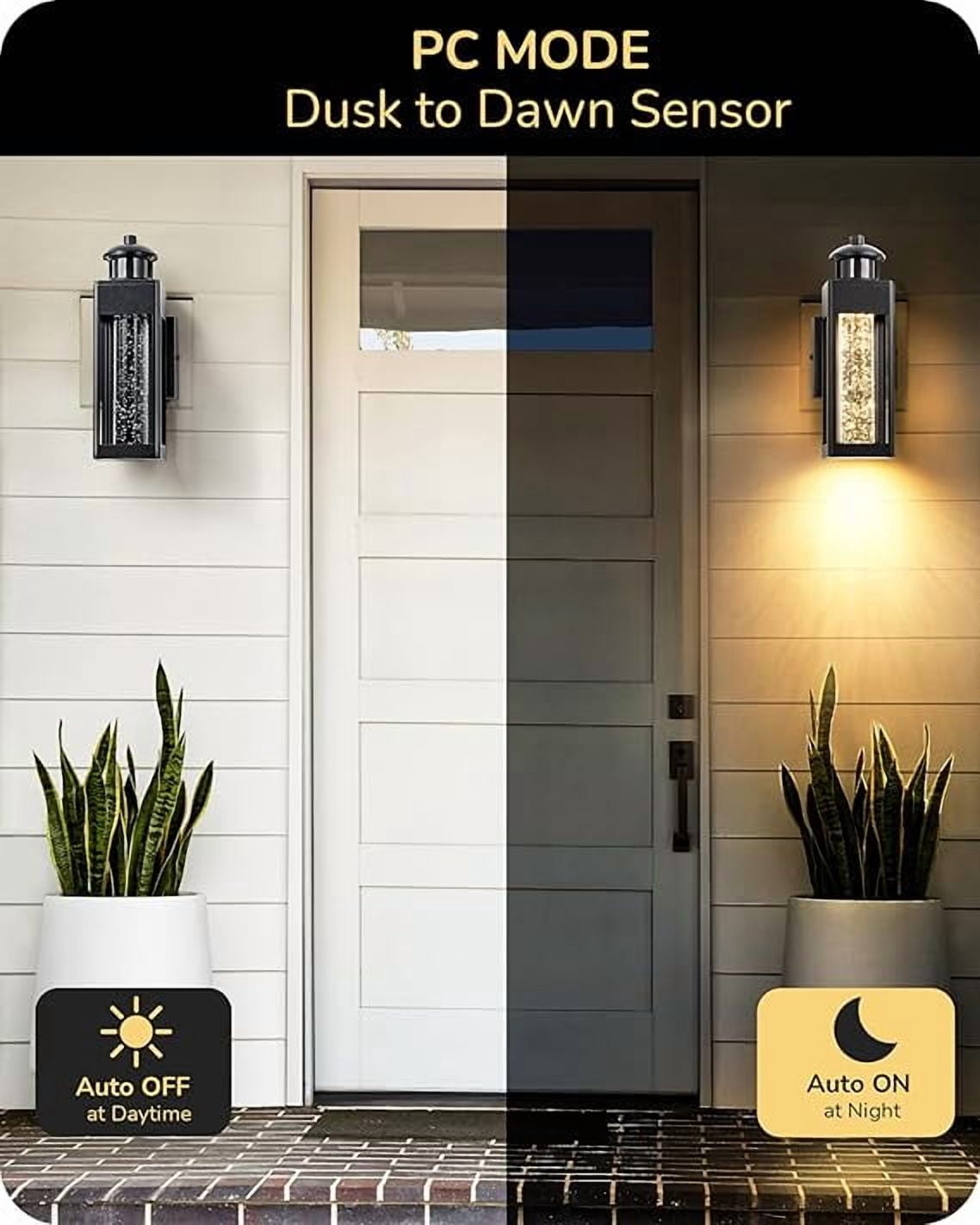 EDISHINE Motion Sensor Outdoor Wall Lights, Dusk to Dawn Exterior Lighting Fixture with Crystal Bubble Glass, LED Outdoor Porch Light Wall Mount, Outside Wall Sconce Lantern for Front Door 1100 Lumen