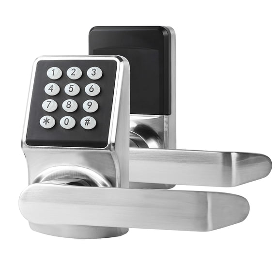 Cielsa Dawn Electronic Door Lock with Door Handle,Keypad Door Lock with Handle,Smart Locks for Front Door Keyless Entry Digital Knob with Code-Fob-Key(Brushed Nickel,1pack)