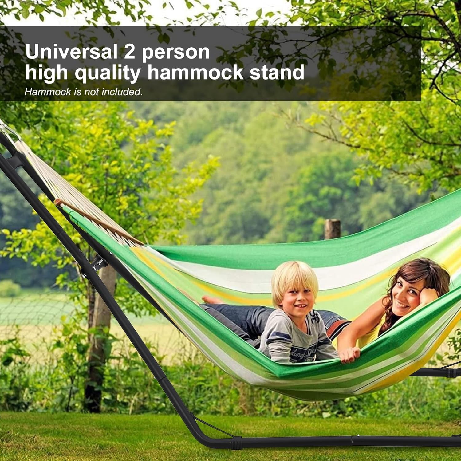 IdealHouse Heavy Duty Hammock Stand for 2 People, Adjustable Outdoor Stand for 9-14Ft Metal Hammocks, Portable Steel Frame for Outdoor Balconies, Porches, Patios, Decks and Backyards