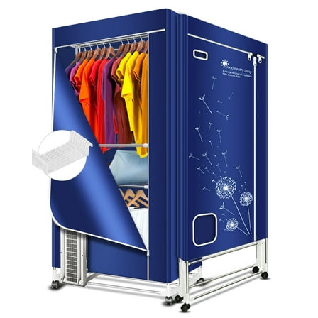 KASYDoFF Portable Clothes Dryer, 1600W-110V Clothes Dryer, 67Inch -3 Tier Foldable Clothes Dryers Rack, Energy Saving Portable Dryer for Apartment, Indoor, Travel, RV,Blue