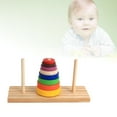 1 Set Wooden Puzzle Colorful Ring Stacking Tower Developmental