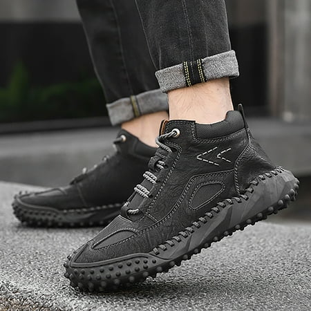 

WZJuhiie Men s New PU Casual Shoes Trend Men s Boots Snow Boots Single Shoes Sneakers