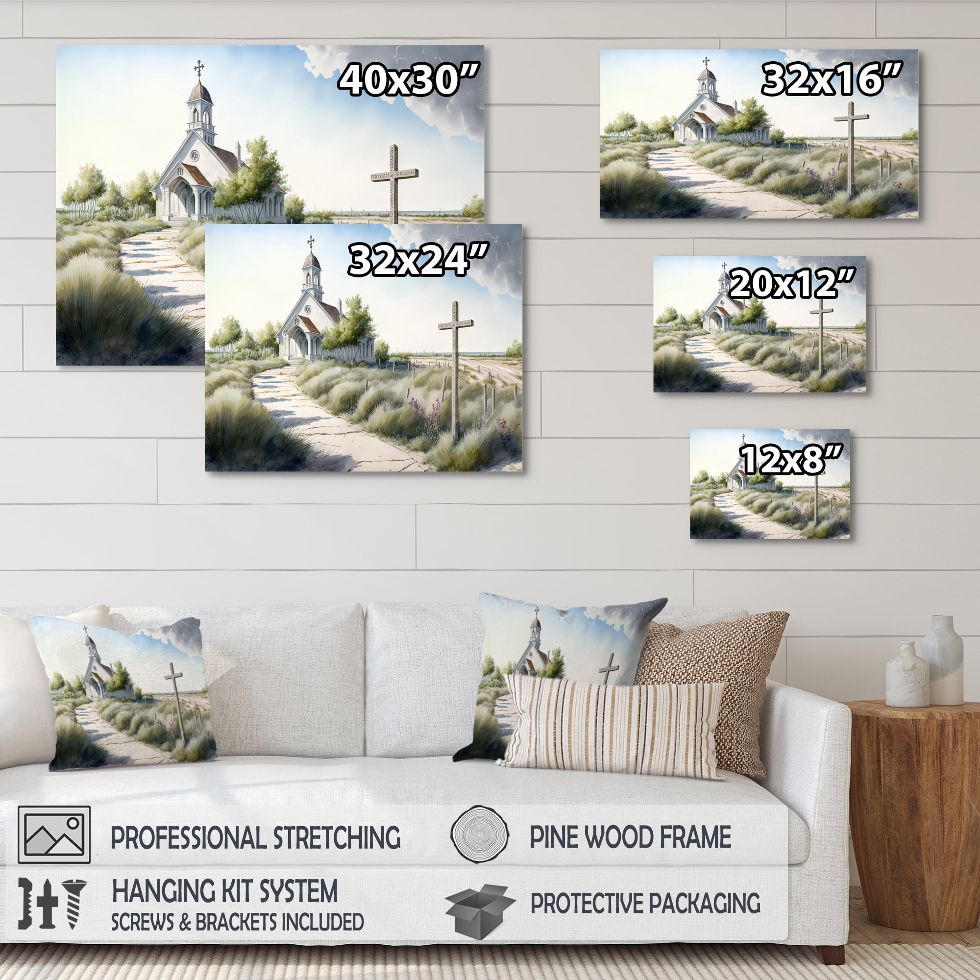 Designart Winding Path To Church VI Canvas Wall Art