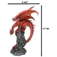 thumbnail image 6 of Wizard Fantasy Red Volcanic Dragon Perching On Rune Stone Tower Rock Figurine, 6 of 9