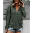 thumbnail image 5 of Faux Button Placket Sweater Olive Green Medium, 5 of 6