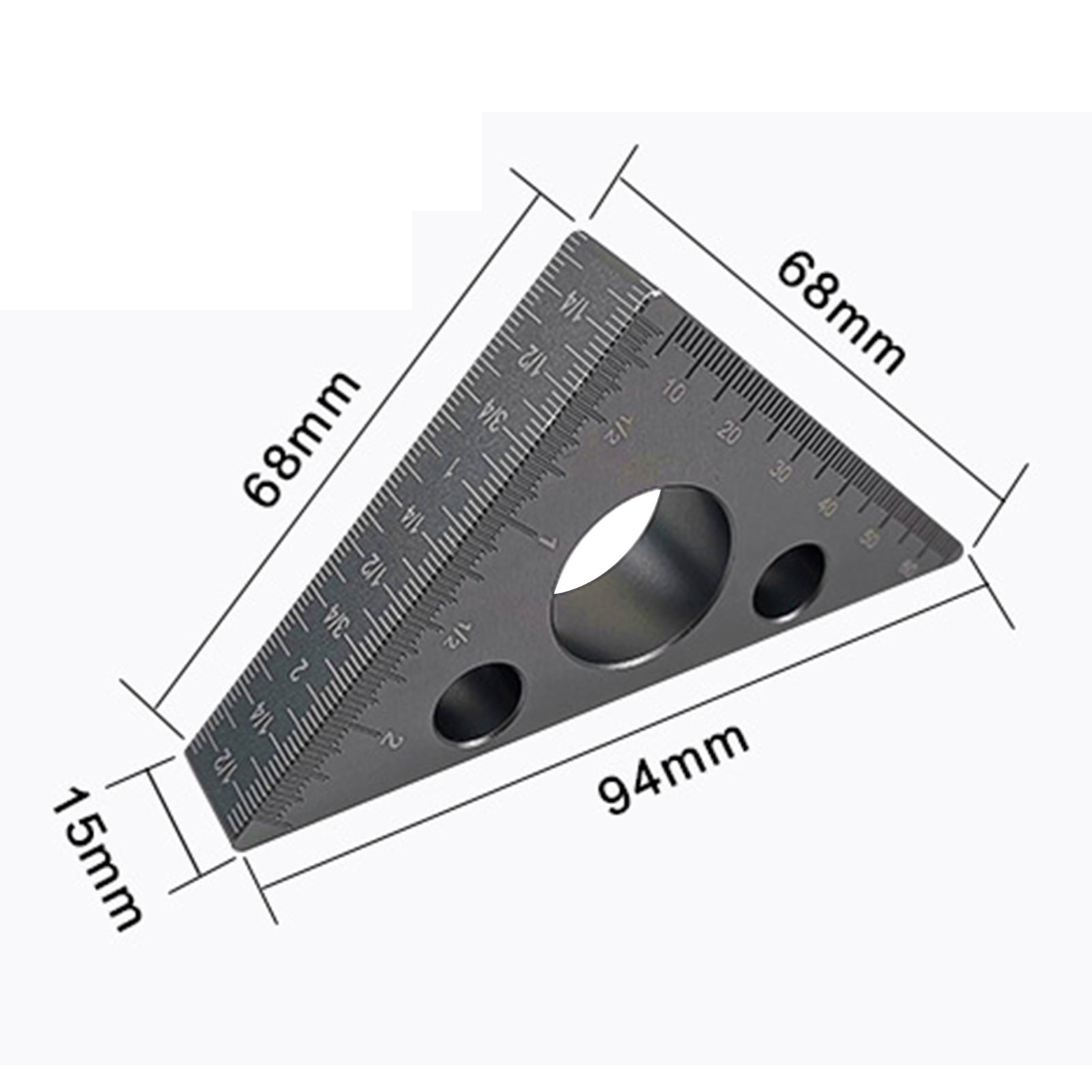 Carpentry Tools 45 Degree Aluminum Angle Ruler - Inch/Metric Scale ...