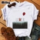 thumbnail image 3 of Camiseta personalizada de película de payaso de terror para mujer, ropa con estampado de Stephen King, Pennywise, Tops para mujer 2024, 3 of 5
