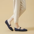 thumbnail image 3 of Ruiatoo Women's Ballet Flats Square Toe Knit Comfortable Slip On Mary Jane with Ankle Strap Casual, Work Teacher Dressy Shoes Navy Blue 40, 3 of 5