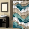 thumbnail image 2 of Fabric Shower Curtain, Gradient Ocean Waves Khaki Turquoise Gradient Waves Shower Curtains with 12 Hooks Waterproof Machine Washable Bath Curtains for Bathroom,54 x 78in, 2 of 6