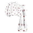 thumbnail image 5 of Grblisyd Girls 2 Piece Outfits Kids Crew Neck Long Sleeve Tops and Elastic Waist Flared Pants Cute Cartoon Print Sweatsuit Clothing Sets, 5 of 7