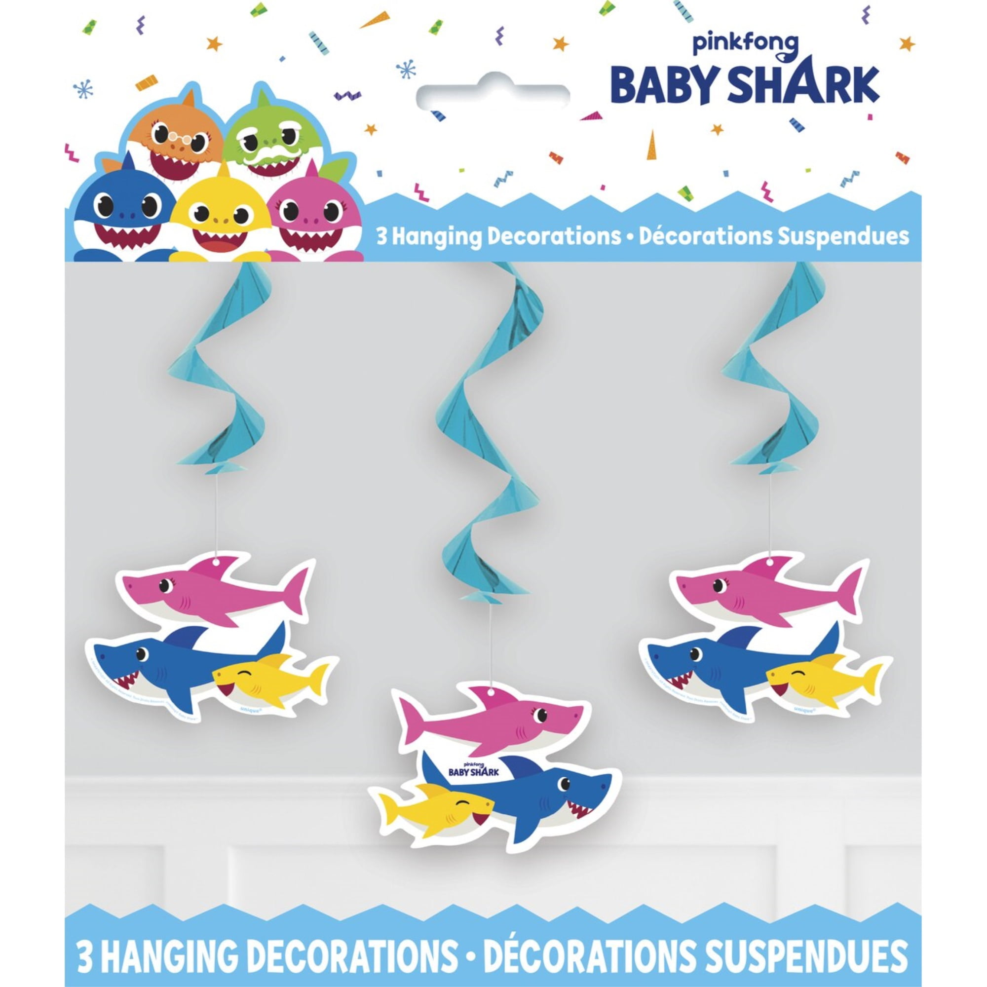 Shark Hanging Whirl Decorations 5 pack 