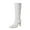 White, variant on Boots for Women Cowboy High Heel Pointed Toe Knee High Booties Belt Buckle Pull On 2025 Trendy Wide Calf Snow Boots