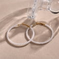 thumbnail image 3 of HIJONES Stainless Steel Pearl Hoop Earrings for Women Round Huggie Ear Studs Diameter 60mm, 3 of 6