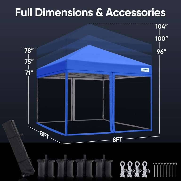 Quictent 8'x8' Screen Canopy, Pop Up Tent with Mosquito Net