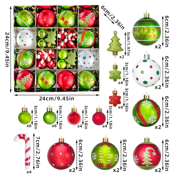 HomeDM 46Pcs Christmas Balls Ornaments Shatterproof Baubles for Christmas Tree Xmas Balls Pendants Decorations Holiday Wedding Party Hanging Balls Home Decor