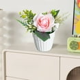 thumbnail image 4 of Artificial Flowers in Vase, Roses Flowers， Faux Flowers for Coffee Table Décor, Spring Decorations for Home(Pink), 4 of 6