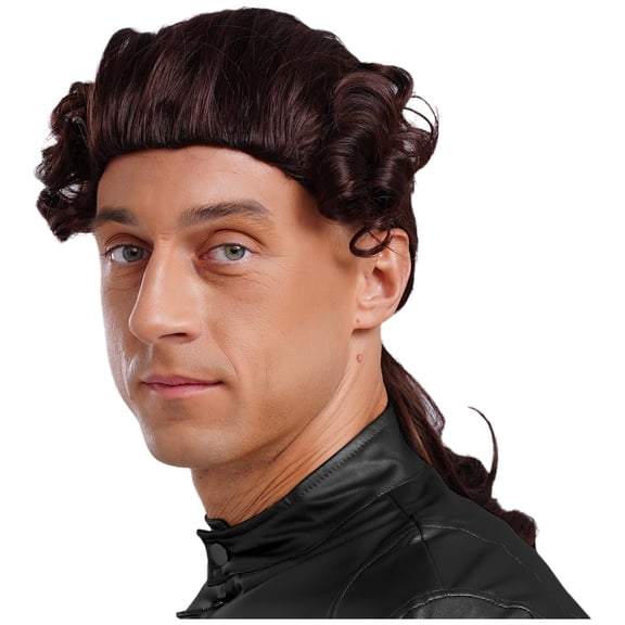 Doomiva Mens Funny Wig Colonial Historical Judge Fancy Dress Halloween Cosplay Wig Outfits Brown One Size