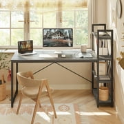 Bestier 63 inch Computer Desk with Bookshelves Work Desk in Gray