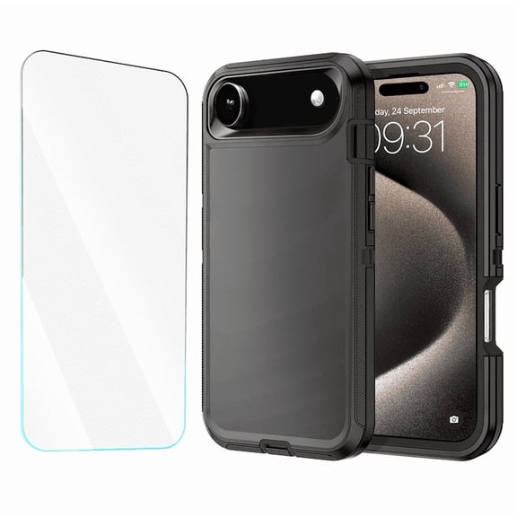 2-in-1 Entronix Bundle designed for iPhone 17 Air, Heavy Duty Case and Tempered Glass