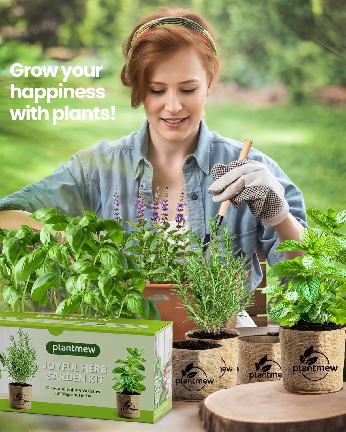 Gift for Women, Mom, Her – 9 Herb Indoor Window Garden Kit | Complete Seeds Starter Set with Pots, Soil, Tools & Markers Heirloom Herbs Birthday, Housewarming, New Home, Mother's Day