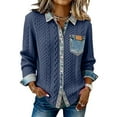 thumbnail image 6 of Outfmvch Sweatshirt Denim Collar Sweater, 2026 Women Solid Casual Long Sleeves Lapel Denim Patchwork Stitching Pullover Tops A1 Dark Gray S-3XL, 6 of 9