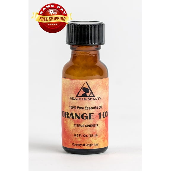 ORANGE 10X (10 FOLD) ESSENTIAL OIL ORGANIC AROMATHERAPY GLASS BOTT 0.5 OZ, 15 ml