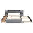 thumbnail image 4 of Harper & Bright Designs Queen Size Upholstered Platform Bed with Reading Lights and Shelves, Linen Queen Wooden Bed Frame with Storage Drawers and Shelves, Gray, 4 of 15