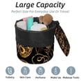 thumbnail image 2 of PhooArto Large Barrel Drawstring Makeup Bag, Peacock Feather Golden Pattern Travel Cosmetic Bag Portable Make Up Organizer Bag, 2 of 6