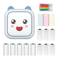 thumbnail image 1 of Riwcyla Thermal Printer Multifunction Portable Sticker Maker Instant Photo Inkless Printing Support BT Connection for Smartphone with 9 Paper Rolls 57mm + 5 Self,Adhesive Paper Rolls + 5pcs Color M, 1 of 6