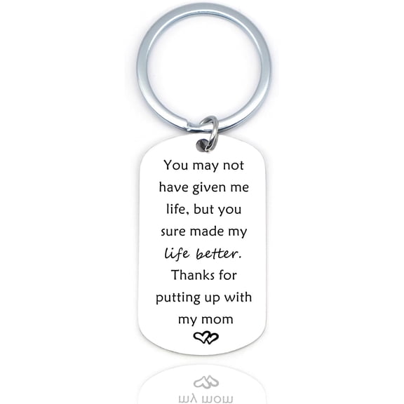 Bonus Dad Father's Day Keychain Gifts from Daughter Son Birthday Gift for Stepdad Wedding Christmas Gift for Step Dad Father from Stepdaughter Stepson Stocking Stuffers