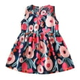 thumbnail image 2 of uublik Girls Graduation Dress Size 6M-11 Sleeveless Dress Round Neck Floral Printed Sundress for Casual Home Party Beach Dark Blue, 2 of 3