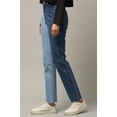 thumbnail image 3 of High Waist Two Tone Raw Hem Straight Jeans, 3 of 8