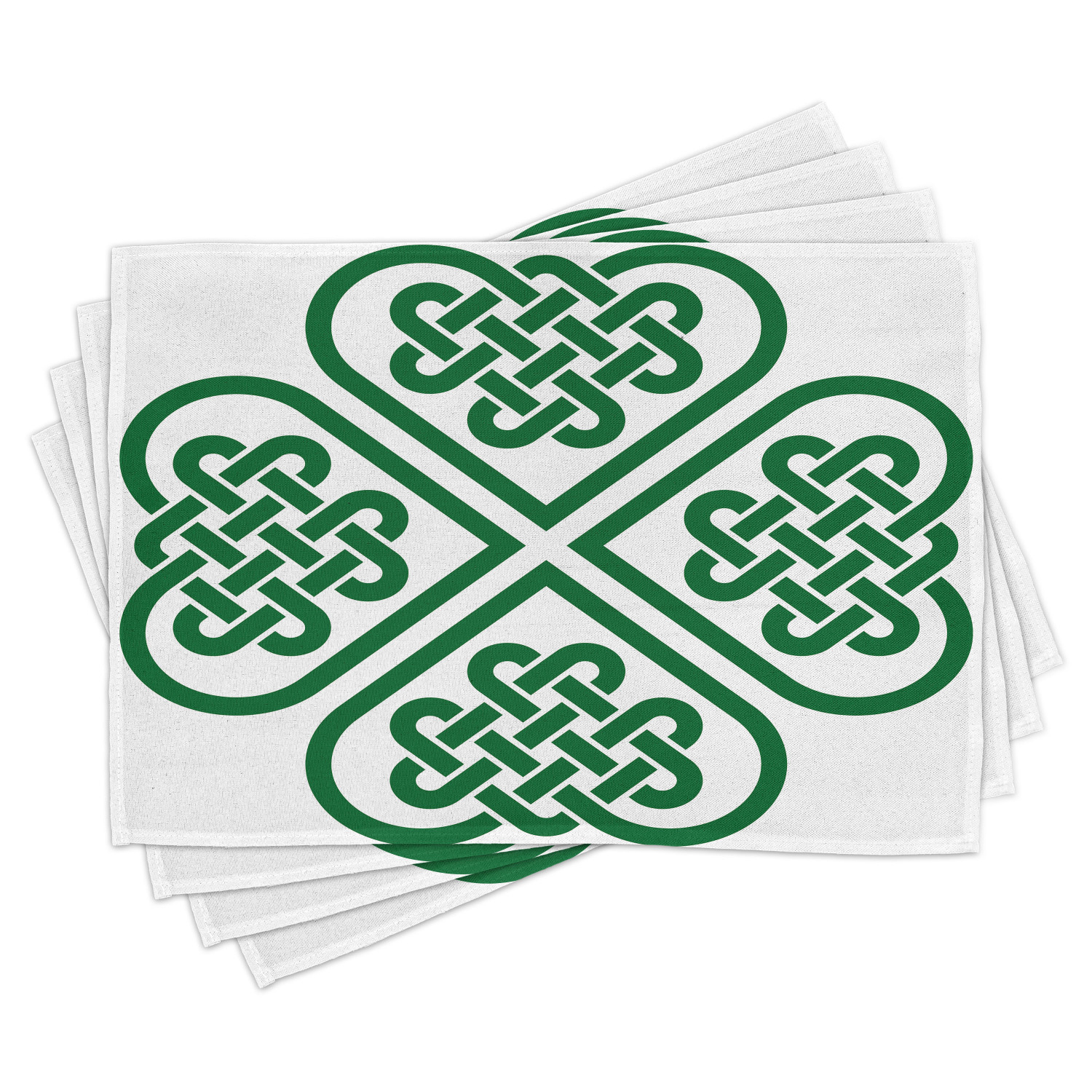 Celtic Placemats Set of 4 Monochrome Four Leaf Clover Flower Shaped