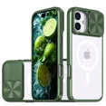 thumbnail image 1 of New Slide Camera Lens Protector Armor Case For iPhone 16 15 13 14 Plus 11 12 Pro Max For Magsafe Shockproof Bumpers Clear Cover Army Green For iPhone 16 ProMax, 1 of 6