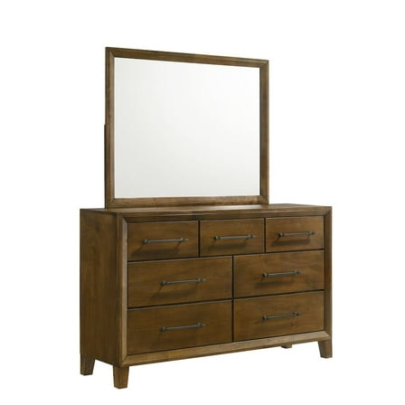 New Classic Furniture Ballard 2-Piece Wood Dresser Mirror Set in Walnut Brown
