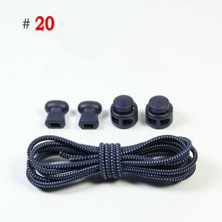 

No Tie Shoe Laces Lazy Elastic Round Shoelaces Lock Adults Kids Sports Trainers