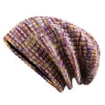 thumbnail image 2 of SPRING PARK Women Mixed-Color Stripe Beanie Winter Hat for Women Cable Knit Hats Warm Chunky Knitted Cap for Cold Weather, 2 of 8