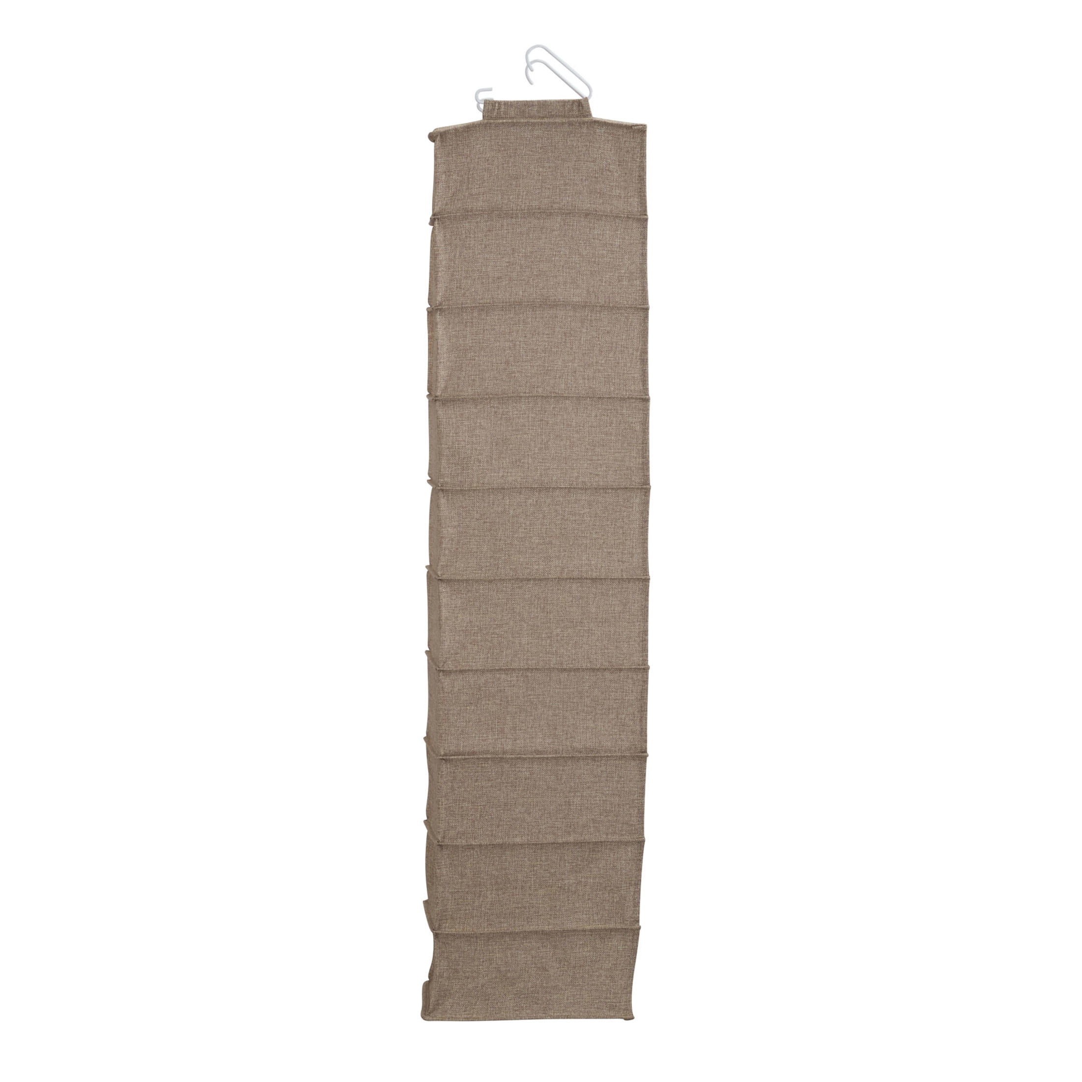 Household Essentials 10 Shelf Hanging Closet Organizer, Wide Hanging Shelf with Hooks, Fabric and PEVA Shelving