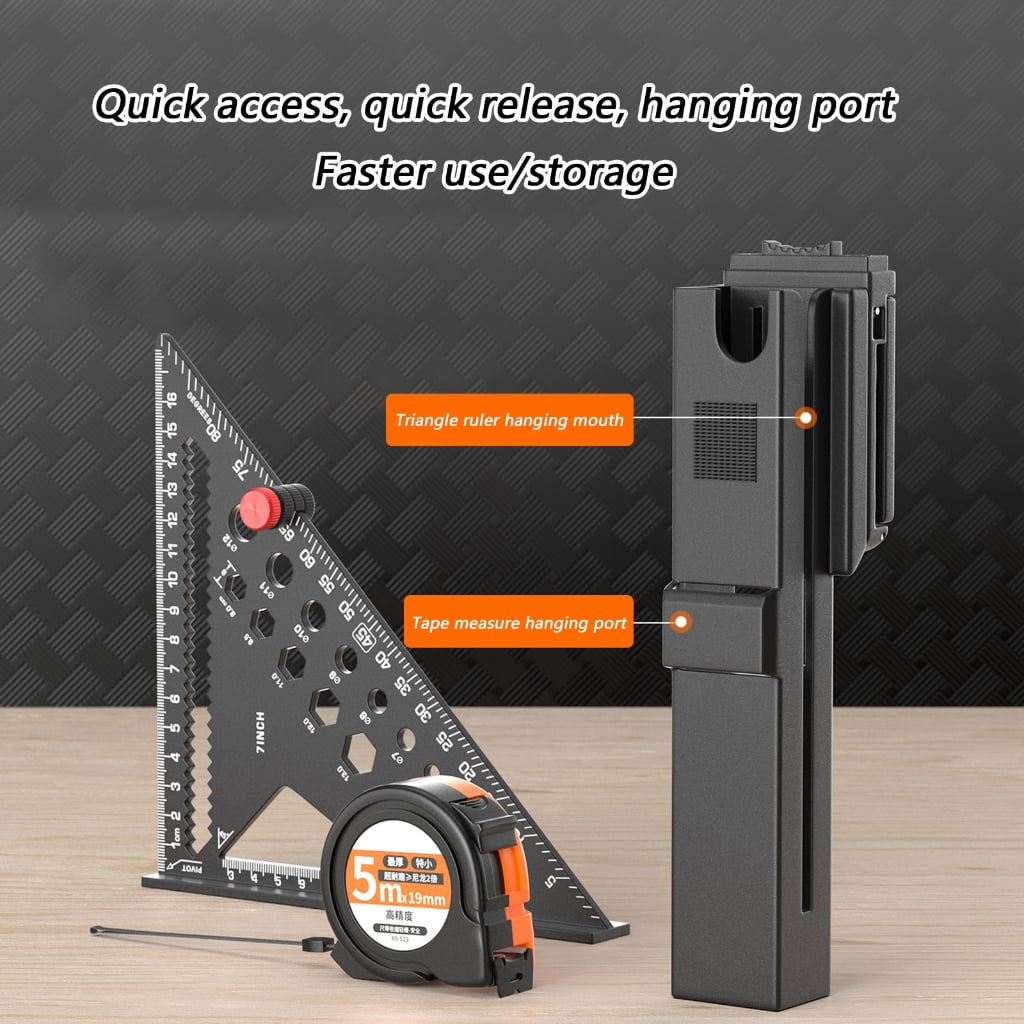 Magnetic Locking Clip 5M Steel Tape Measure Triangle Rulers Double Tool Holders