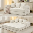 thumbnail image 4 of AOOWOW 82.5” Oversized Double Lounge Chaise,velvet Sofa Bed,Upholstered Boneless Cloud Sofa Deep Seat,No Assembly Required,Beige, 4 of 9