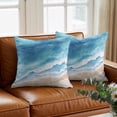thumbnail image 3 of Abstract Beach Ocean Throw Pillow Cover Blue Waves Watercolor Cotton Linen Cushion Cover Throw Pillow Case with Invisible Zipper for Couch Sofa Bed Chair Car 20x20 Inch, 3 of 13