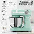thumbnail image 3 of Electric Stand Mixer 6.5QT, 3-in-1 12-Speed Tilt-Head Household Mixer with Dough Hook, Beater, Whisk for Kitchen, Food Mixer for Baking Bread Cake and Most Home Cooks, Green, 3 of 9