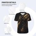 thumbnail image 3 of Zufioo Black And Gold Fire Dragon Print Men's Baseball Short Sleeve, Moisture Wicking Button-Down Hip Hop Tee-3X-Large, 3 of 7
