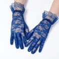 thumbnail image 5 of WJOSBXT 1Pair Women Lace Floral Short Gloves, Elegant Tea Party Wedding Bridal Gloves Royal Blue, 5 of 5