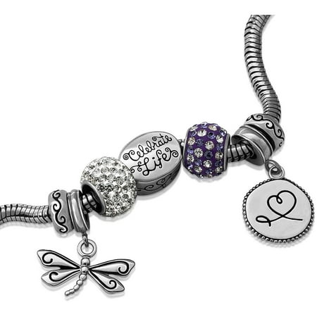 Connections from Hallmark Stainless Steel Limited Edition Dragonfly Bracelet and Charm Pack
